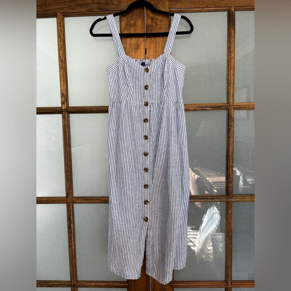 Seraphine Blue and White Striped Maternity Dress